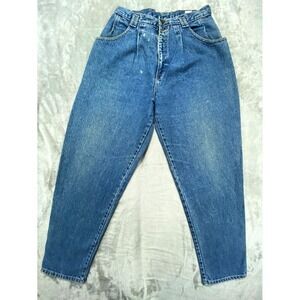 Vintage Lee Jeans Women 14 Blue Made in USA Pleated High Waist Mom Cottagecore